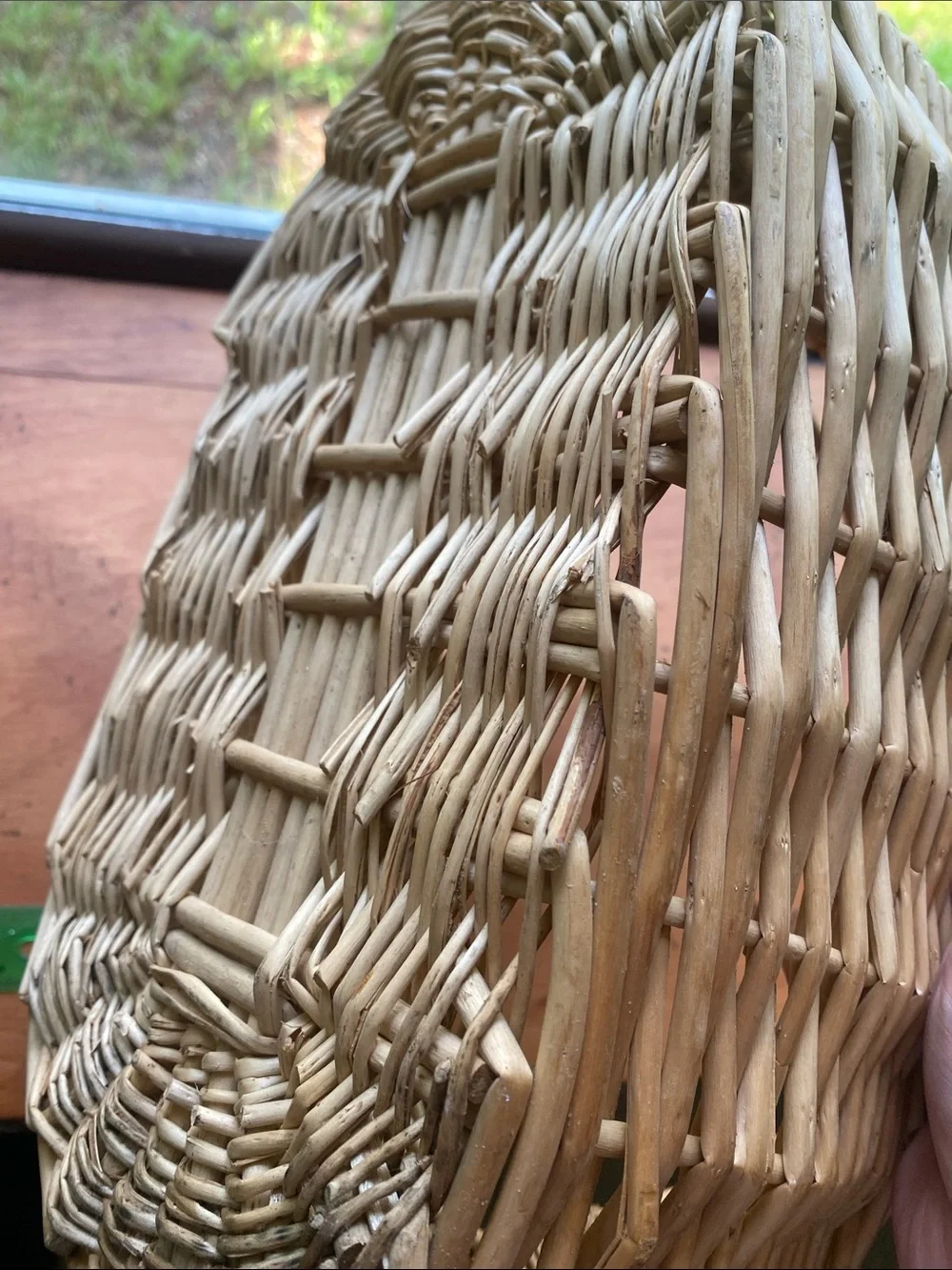 Woven Natural Rattan Basket with Handle - Natural Color